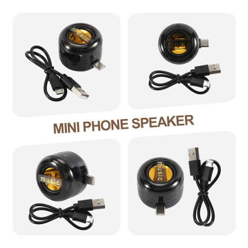 Portable  Speaker Universal Type-C Sound Box Type-C Plug in Mobile Phone Amplifier External Wired Home Clear Black 1