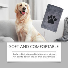 Microfiber Dog Towel Soft Absorbent Embroidered Paw Gray