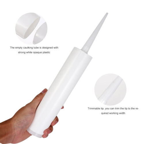 Refillable Caulking Tube White Plastic 5 Pcs 2
