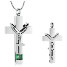 Birthstone Cross Urn Necklace for Cremation Ashes Keepsake