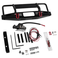 Metal Front Bumper with Winch Remote Controller System for 1/10 RC Crawler TRX4 Axial SCX10 & SCX10 II 90046
