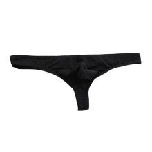 Men's Transparent Thongs Ice Silk Low-Rise Black L