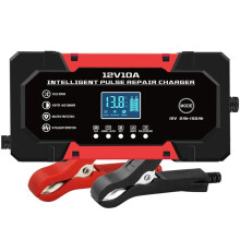 12V 10A Car Battery Charger EU Plug Intelligent Pulse Repair Charger for Car Motorcycle Lead-Acid Battery