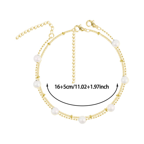 Gold Ankle Bracelets for Women Waterproof Cuban Link Stack 2
