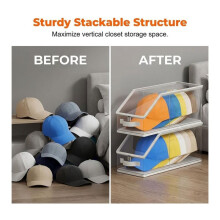2PCS Stackable Hat Storage for Baseball Caps, Clear Hat Organizer for Closet Holds to 24 Caps, Men'S Hat Box Display