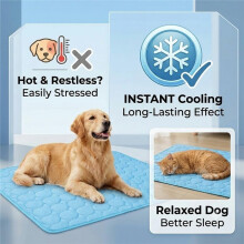 Tapis de Refroidissement Large Sans Gel pour Chiens - Prévention des Coups de Chaleur pour Canapés, Caisses et Coffres de Voiture Gris