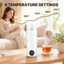 500ml Portable Travel Kettle, USB-C Electric Water Heater, 300W Fast Heating, 37‑100C Temperature Control US Plug