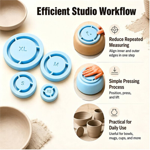 Pottery Foot  Tool Set, 5 Sizes for Bowls, Mugs and Clay Projects () Five Graduated Pottery Base 2