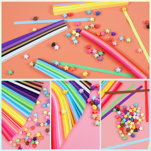 Origami Star Paper Strips 2160 Sheets 7 Colors Double-Sided 2