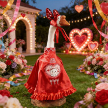 Porch Goose Costume Pink Red Heart Bunny Print for 23" Goose