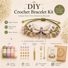 Botanical Bracelet Kit Relaxing Handmade Bracelet Kit Diy Crochet Kit Beginners Crochet Set for Crochet Practice 3