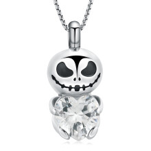 Birthstone Cremation Necklace Stainless Steel Skull Urn