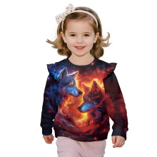 Galaxy Flame Wolf Toddler Sweatshirt Round Neck Soft Long