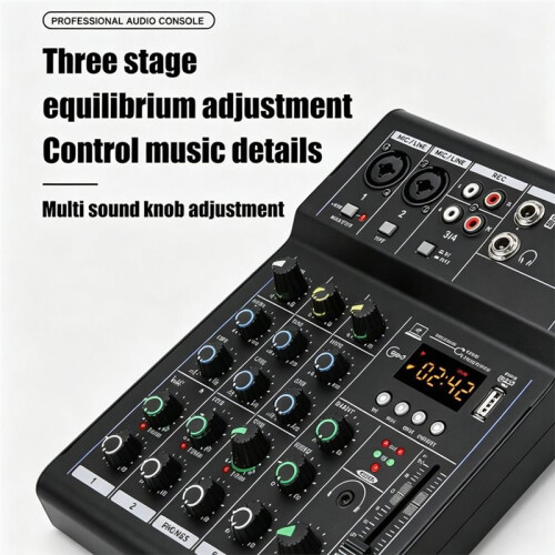 4 Channels  USB Mixer Professional Portable Audio Interface Sound Card Console for Guitar Recording Studio Singing B 1