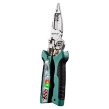 NIUXIANG 10 in 1 Rechargeable Wire Stripping Pliers with Voltage Tester Multifunctional Electrician Cutting for Motorcycle Green
