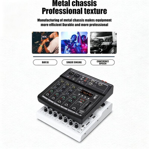 4 Channels  USB Mixer Professional Portable Audio Interface Sound Card Console for Guitar Recording Studio Singing A