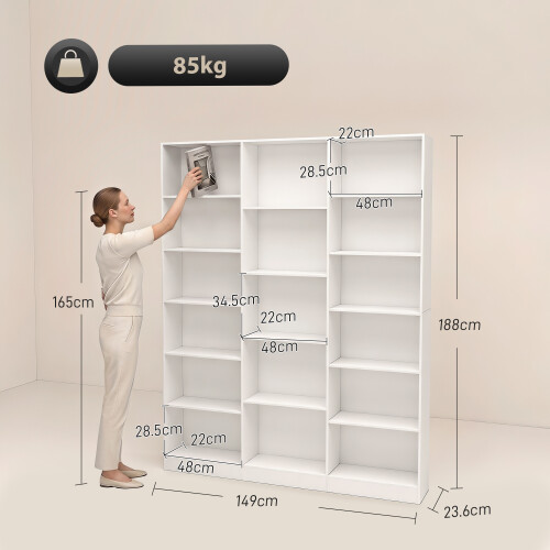 Homcom HOMCOM Bookcase Freestanding Open Storage Shelf with 17 Compartments 2
