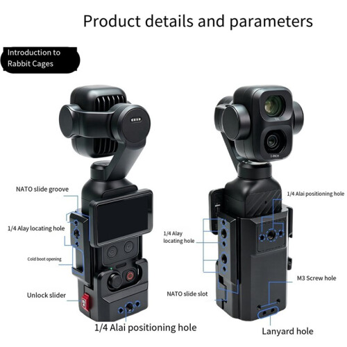 For  Osmo Pocket 4 /4Pro Protective Frame Camera Expansion Handle Aluminum Case Bracket Base Magnetic Suction Cup 2