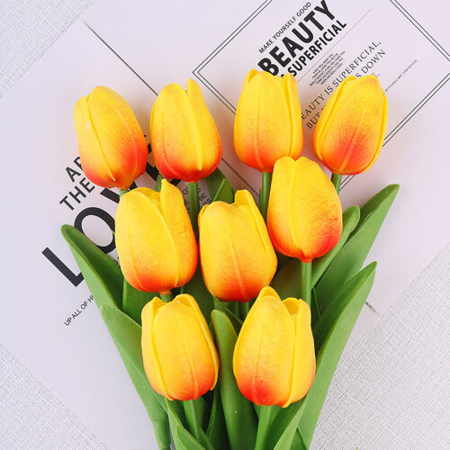 Artificial Champagne Tulip Bouquet 6 pcs