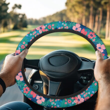 Pink Floral Golf Cart Steering Wheel Cover 13 inch