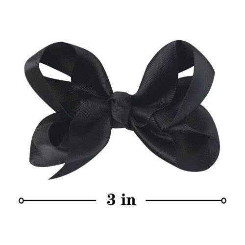 Satin Bow for Girls 3 Inch 2 Pcs White 2