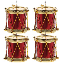 Miniature Drum Model Decoration Red PP Material 4 pcs