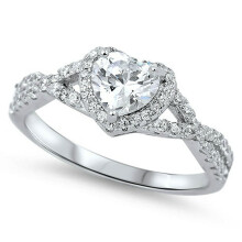 Sterling Silver Women's Infinity Knot Heart Ring with