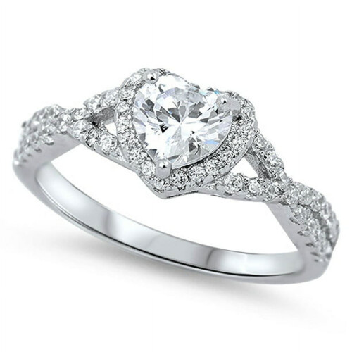 Sterling Silver Women's Infinity Knot Heart Ring with