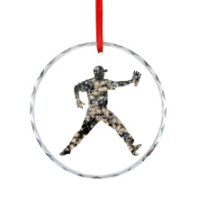 Baseball Pitcher Silhouette Crystal Glass Ornament 1pc