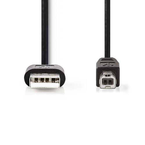 USB kabel | USB 2.0 | USB-A samec | USB-B samec | 480 Mbps | Niklovaný | 2,00 m | Kulatý | PVC | Černá | Označení