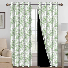 Mizhona Blackout Curtains Green Floral Rustic Set of 2