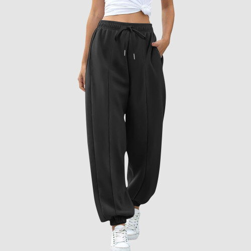 Women's High Waisted Jogger Pants Polyester Elastic Waist