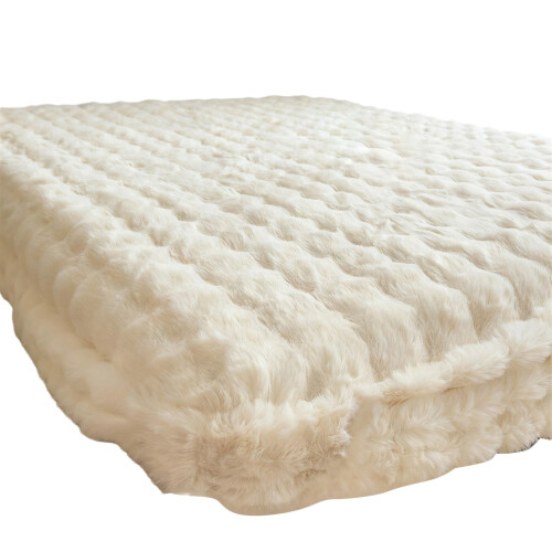 Velvet Fitted Sheet with Faux Rabbit Fur 1 pc
