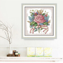 Flower Stitch Stamped Kit Pre-Printed 27x27cm 14CT