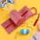 Knitting Needle Storage Polyester Set Red White Checkered 1