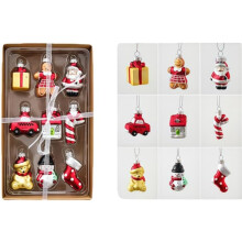 Vintage Mini Glass Christmas Ornaments Set 9-Pc
