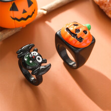 Bat Pumpkin Fashion Rings Plastic 2 Pieces