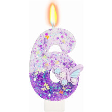 Purple Butterfly Candle Number 6 for Girls' 6th Birthday