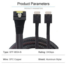 2X Slim Sas SFF-8654 8i to Oculink SFF-8611 4i X 2 Server High-Speed Cable for Server PCI-Express Riser Card