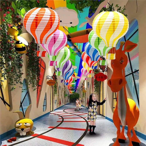 Lanterna Dobrável em Forma de Balão de Ar Quente de 12 Polegadas para Decoração de Aniversário de Crianças e Casamentos 2
