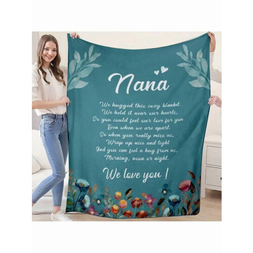 Flannel Throw Blanket Personalized Grass Green