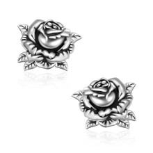 Sterling Silver Rose Stud Earrings Hypoallergenic 1 Pair