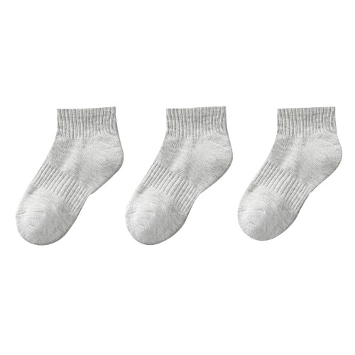 Cotton Low-Cut Seamless Kids Socks Gray 3-Pack