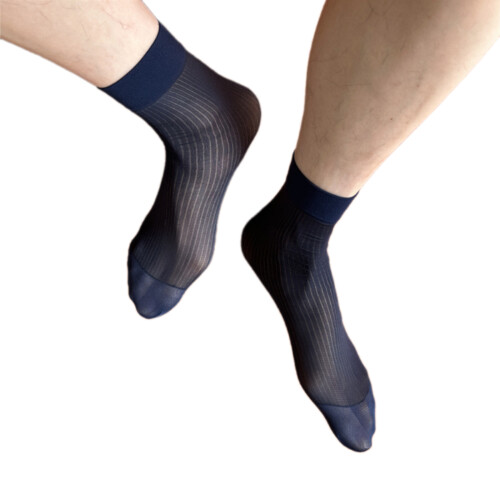Men's Business Nylon Sheer Ankle Socks Thin Striped