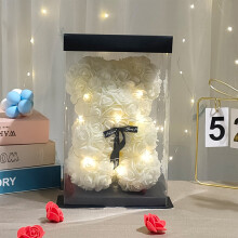PE Rose Bear Eternal Flower Gift for Girlfriend White