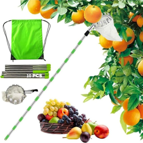 Fruit Picker with Telescopic Handle 4m,Fruit Picker,  Picker with Bag, Stainless Steel Fruit Harvesting Tools 1
