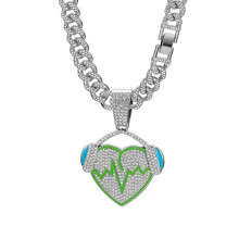Hip Hop Pendant Necklace with Crystal Cuban Chain
