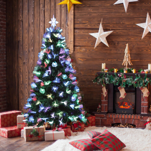 4FT Pre-Lit Christmas Tree RGB Fiber Optic Lights Foldable 1