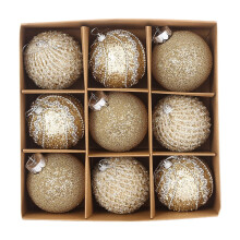 Gold Christmas Ball Ornaments Set 3.15 inch 9 pcs