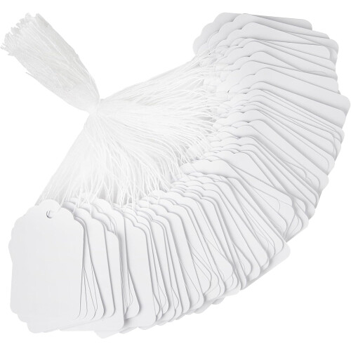 White Price Tags with String 1.88 x 1.1 in 500 pcs